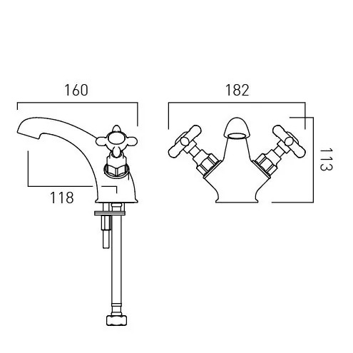 Additional image for Mono Basin Mixer Tap With Crosshead Handles (Brushed Nickel).