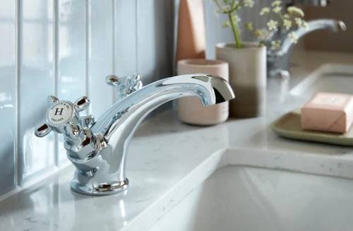 Additional image for Mono Basin Mixer Tap With Crosshead Handles (Chrome).