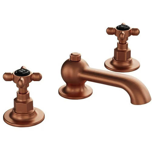 Additional image for 3TH Basin Mixer Tap With Pop Up Waste & Crosshead Handles (Brushed Bronze).