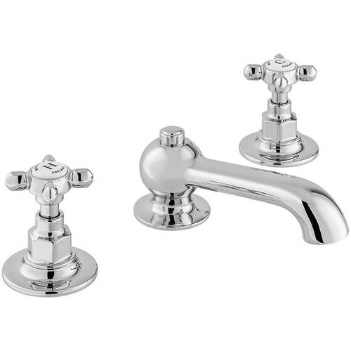 Additional image for 3TH Basin Mixer Tap With Pop Up Waste & Crosshead Handles (Chrome).