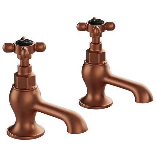 Additional image for Basin Taps With Crosshead Handles (Brushed Bronze, Pair).