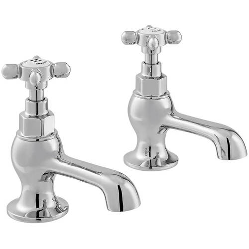 Additional image for Basin Taps With Crosshead Handles (Chrome, Pair).