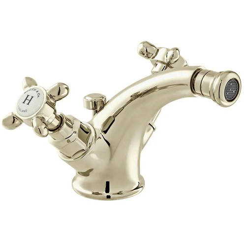 Additional image for Mono Bidet Mixer Tap With Pop Up Waste & Crosshead Handles (Bright Nickel).