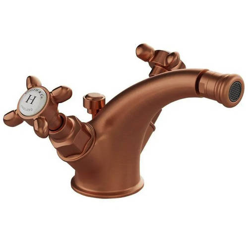 Additional image for Mono Bidet Mixer Tap With Pop Up Waste & Crosshead Handles (Brushed Bronze).