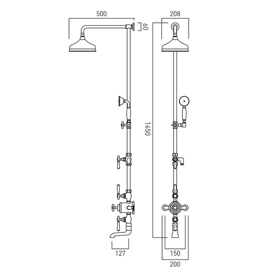 Additional image for Thermostatic Shower Column With 3 Outlets (Bright Nickel).