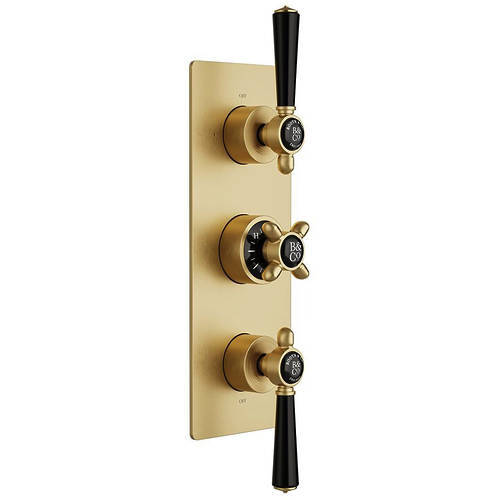 Additional image for Thermostatic Shower Valve With Slide Rail Kit & Fixed Head (Brushed Brass).