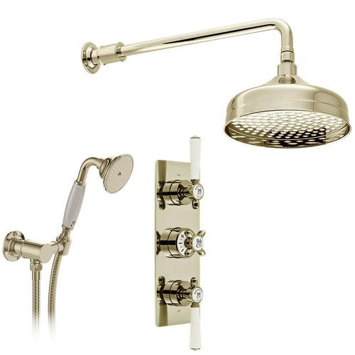 Additional image for Thermostatic Shower Valve With Fixed Head & Mini Shower Kit (Bright Nickel).