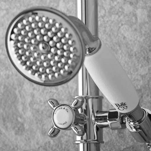 Additional image for Thermostatic Shower Valve With Slide Rail Kit & Fixed Head (Chrome).
