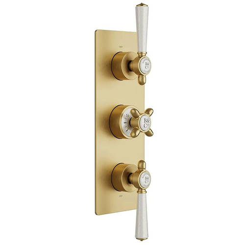 Additional image for Thermostatic Shower Valve With 3 Outlets (Brushed Brass).