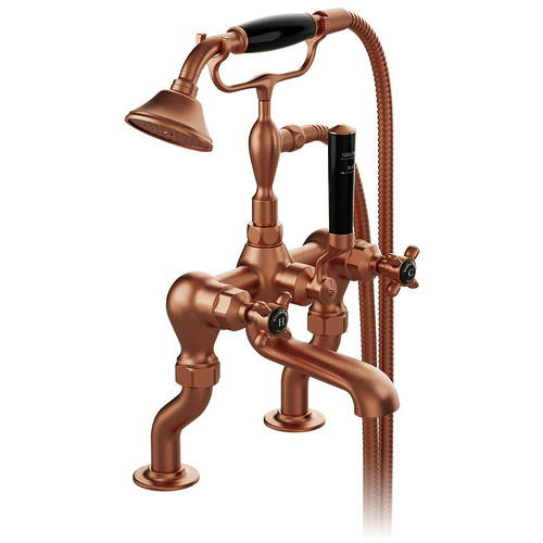 Additional image for Bath Shower Mixer Tap With Crosshead Handles (Brushed Bronze).