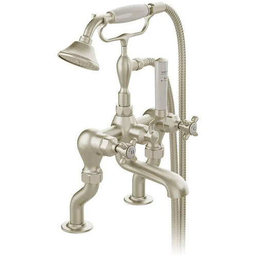 Additional image for Bath Shower Mixer Tap With Crosshead Handles (Brushed Nickel).
