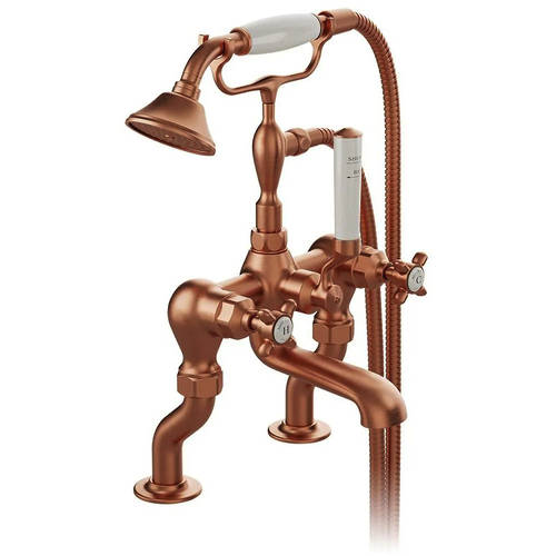 Additional image for Bath Shower Mixer Tap With Crosshead Handles (Brushed Bronze).