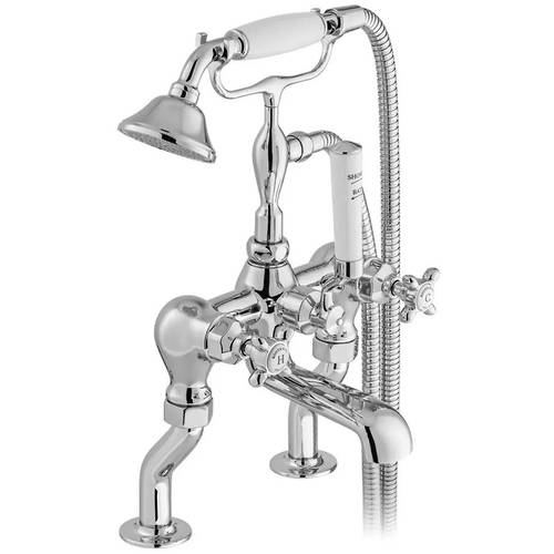 Additional image for Bath Shower Mixer Tap With Crosshead Handles (Chrome).