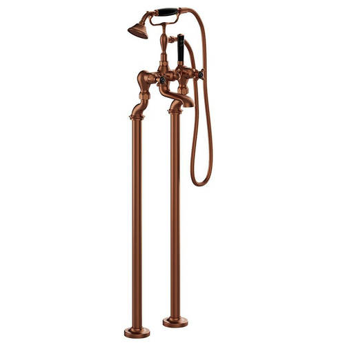 Additional image for Freestanding Bath Shower Mixer Tap With Crosshead Handles (Brushed Bronze).