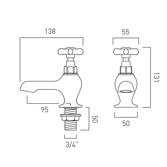 Additional image for Bath Taps With Crosshead Handles (Chrome, Pair).