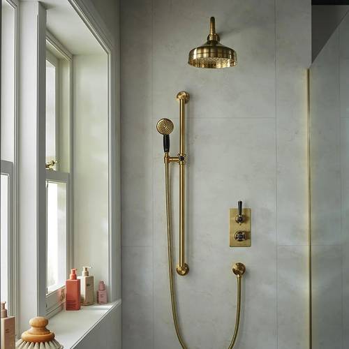 Additional image for Thermostatic Shower Valve With 1 Outlet (Brushed Brass).