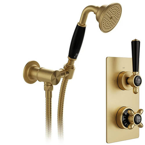 Additional image for Thermostatic Shower Valve With Mini Shower Kit (Brushed Brass).