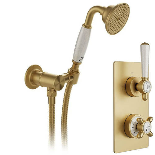 Additional image for Thermostatic Shower Valve With Mini Shower Kit (Brushed Brass).