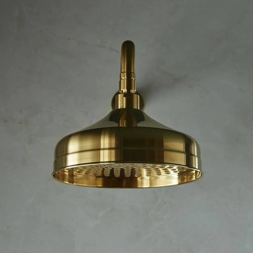 Additional image for Thermostatic Shower Valve With Slide Rail Kit & Fixed Head (Brushed Brass).