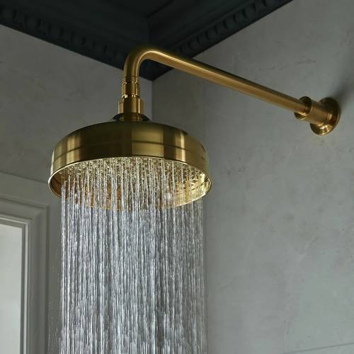 Additional image for Thermostatic Shower Valve With Mini Kit & Fixed Head (Brushed Brass).