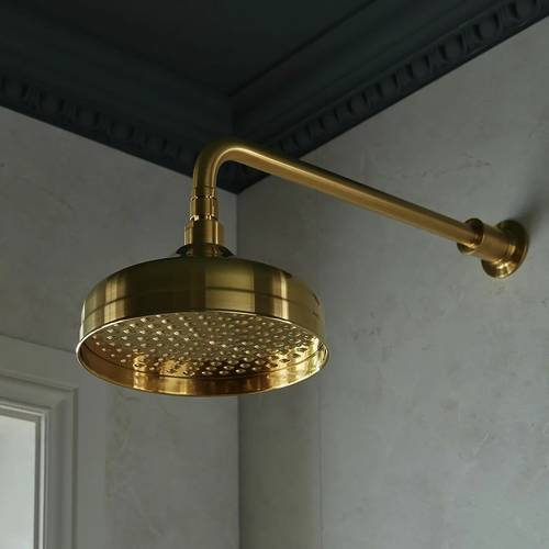 Additional image for Thermostatic Shower Valve With Mini Kit & Fixed Head (Brushed Brass).