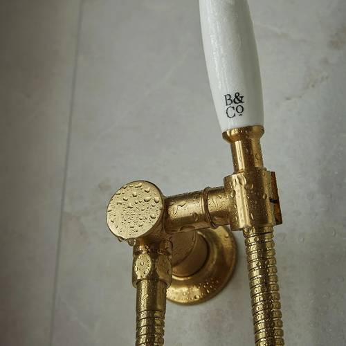 Additional image for Thermostatic Shower Valve With Mini Kit & Fixed Head (Brushed Brass).