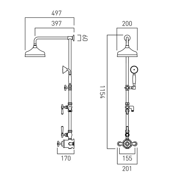 Additional image for Thermostatic Shower Column With 2 Outlets (Chrome).
