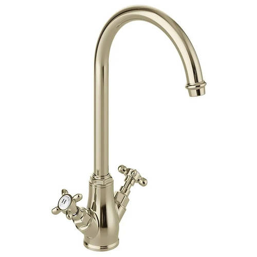 Additional image for Kitchen Mixer Tap With Crosshead Handles (Bright Nickel).