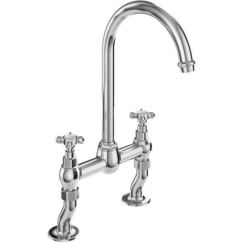 Additional image for Bridge Kitchen Mixer Tap With Crosshead Handles (Chrome).