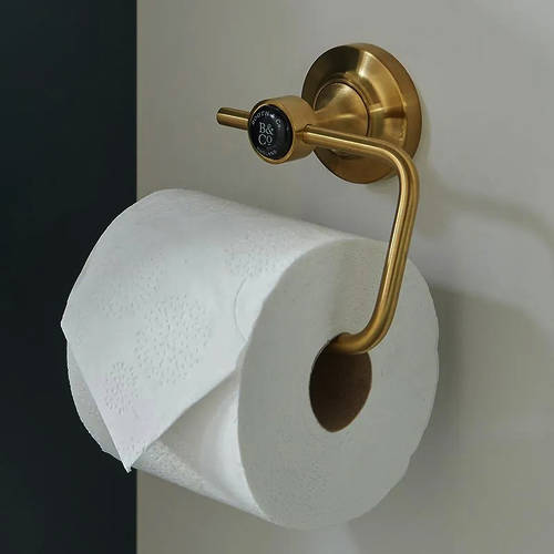 Additional image for Traditional Toilet Roll Holder (Brushed Brass & Black).