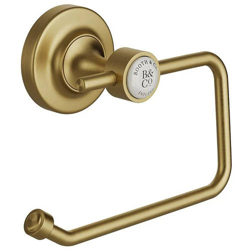 Additional image for Traditional Toilet Roll Holder (Brushed Brass & White).