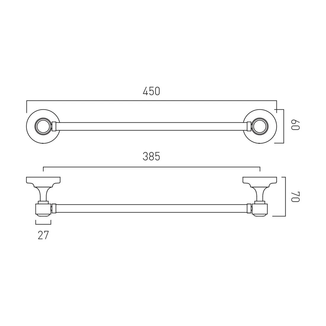 Additional image for Traditional Towel Rail (450mm, Bright Nickel).