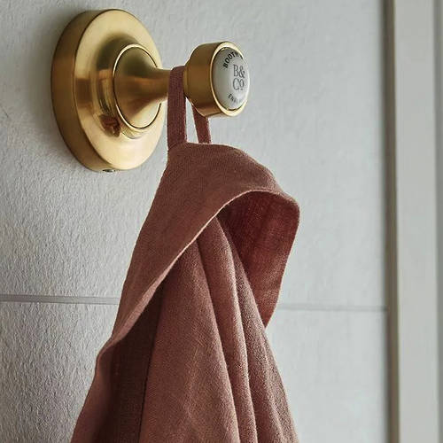 Additional image for Robe Hook (Brushed Brass & White).
