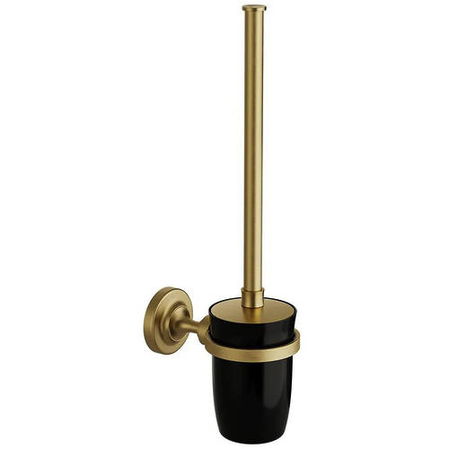 Additional image for Traditional Toilet Brush & Holder (Brushed Brass & Black).