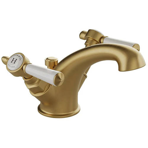 Additional image for Mono Basin Mixer Tap With Pop Up Waste & Lever Handles (Brushed Brass).