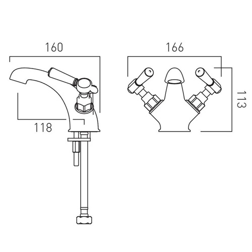 Additional image for Mono Basin Mixer Tap With Pop Up Waste & Lever Handles (Brushed Bronze).