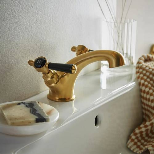 Additional image for Mono Basin Mixer Tap With Lever Handles (Brushed Brass).