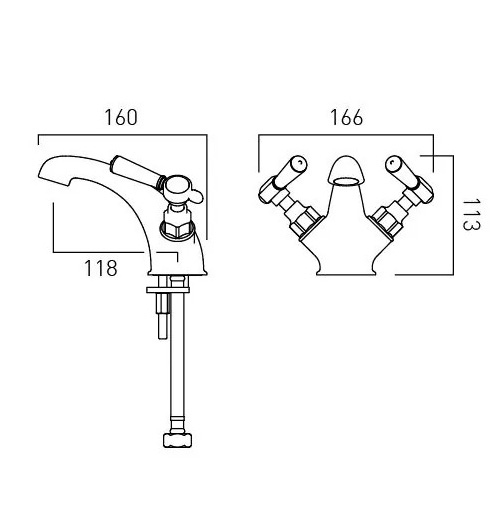 Additional image for Mono Basin Mixer Tap With Lever Handles (Brushed Bronze).