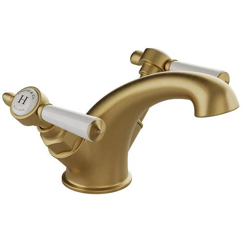 Additional image for Mono Basin Mixer Tap With Lever Handles (Brushed Brass).