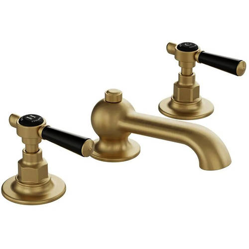 Additional image for 3TH Basin Mixer Tap With Pop Up Waste & Lever Handles (Brushed Brass).