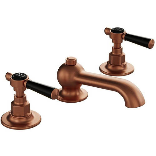 Additional image for 3TH Basin Mixer Tap With Pop Up Waste & Lever Handles (Brushed Bronze).