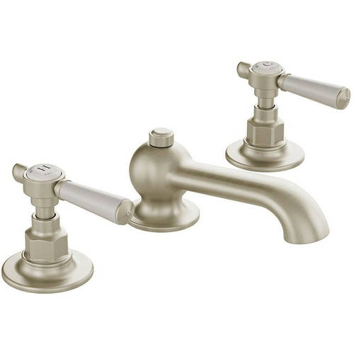 Additional image for 3TH Basin Mixer Tap With Pop Up Waste & Lever Handles (Brushed Nickel).