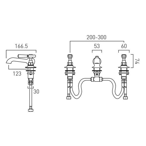 Additional image for 3TH Basin Mixer Tap With Pop Up Waste & Lever Handles (Chrome).