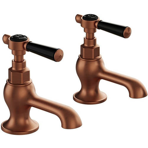 Additional image for Basin Taps With Lever Handles (Brushed Bronze, Pair).