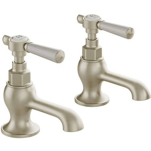 Additional image for Basin Taps With Lever Handles (Brushed Nickel, Pair).