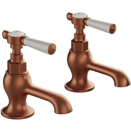 Additional image for Basin Taps With Lever Handles (Brushed Bronze, Pair).