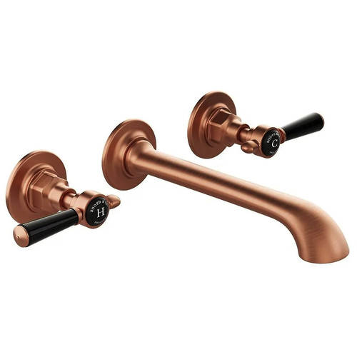 Additional image for Wall-Mounted Basin Mixer Tap With Lever Handles (Brushed Bronze, 3TH).
