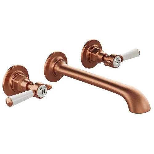 Additional image for Wall-Mounted Basin Mixer Tap With Lever Handles (Brushed Bronze, 3TH).