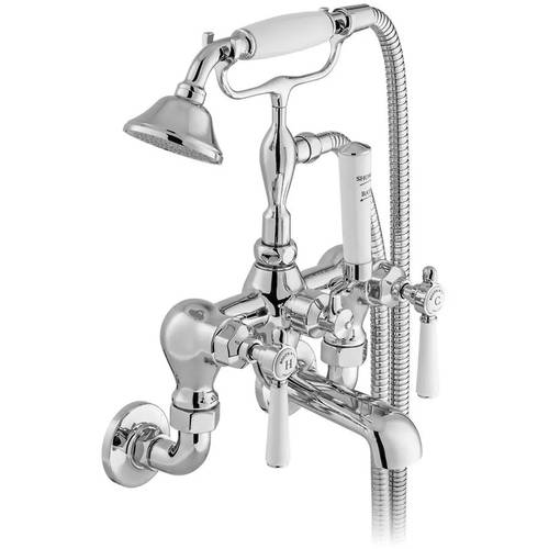 Additional image for Wall-Mounted Bath Shower Mixer Tap With Lever Handles (Chrome).