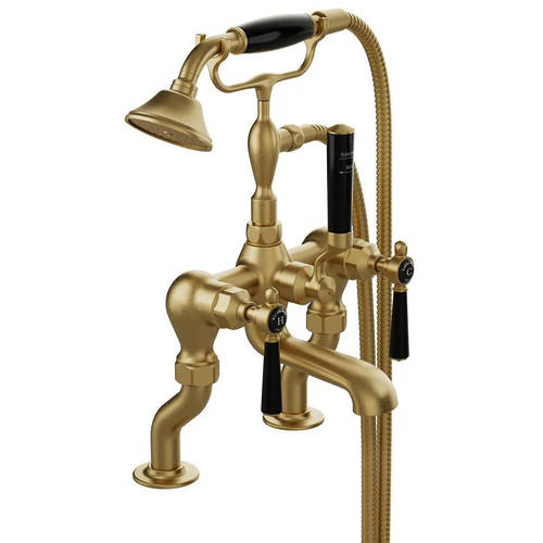 Additional image for Bath Shower Mixer Tap With Lever Handles (Brushed Brass).